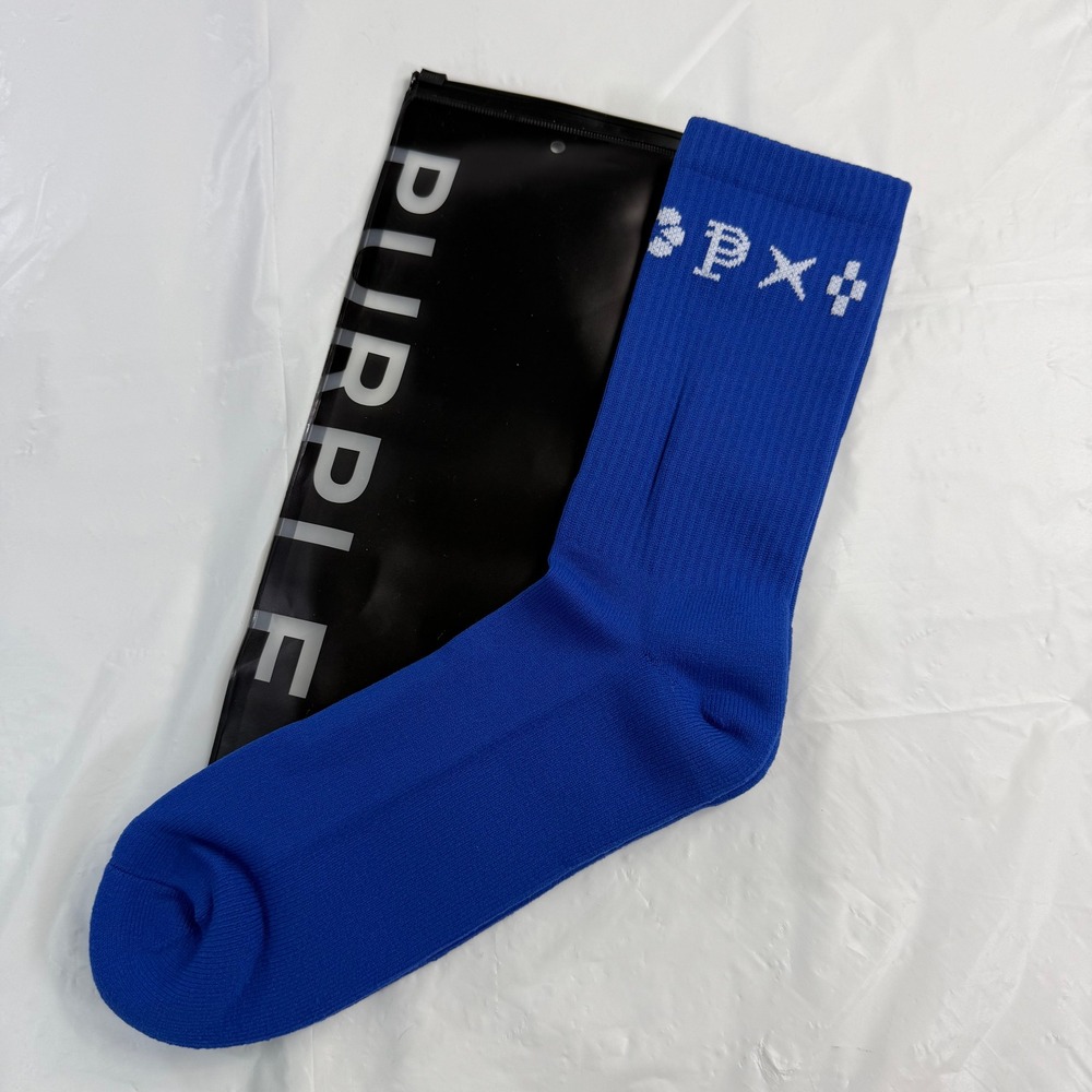 Purple Brand Monogram Crew Socks Blue White A1001-MCBW224-OS NWT